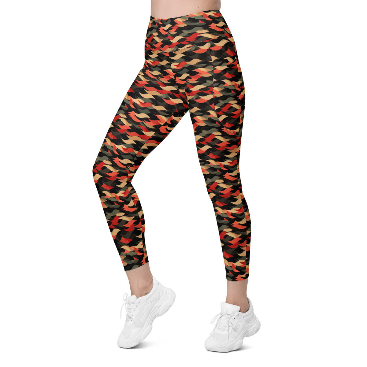 Scale Scarfhold Palette 2 high-waisted pocket leggings, left-front view.