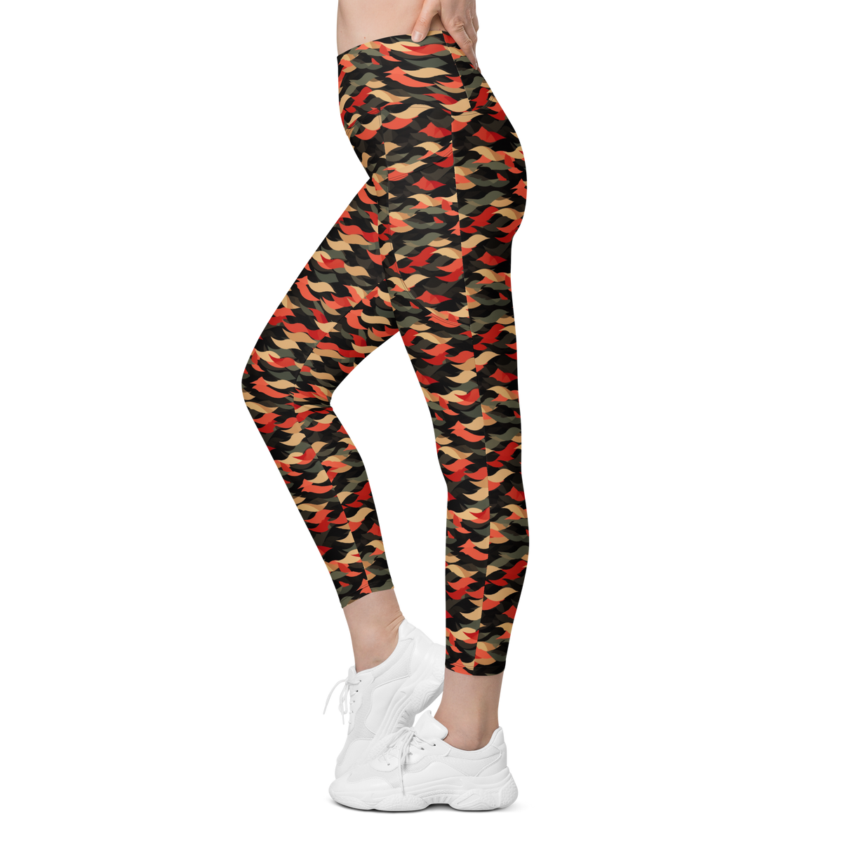 Scale Scarfhold Palette 2 high-waisted pocket leggings, movement view.