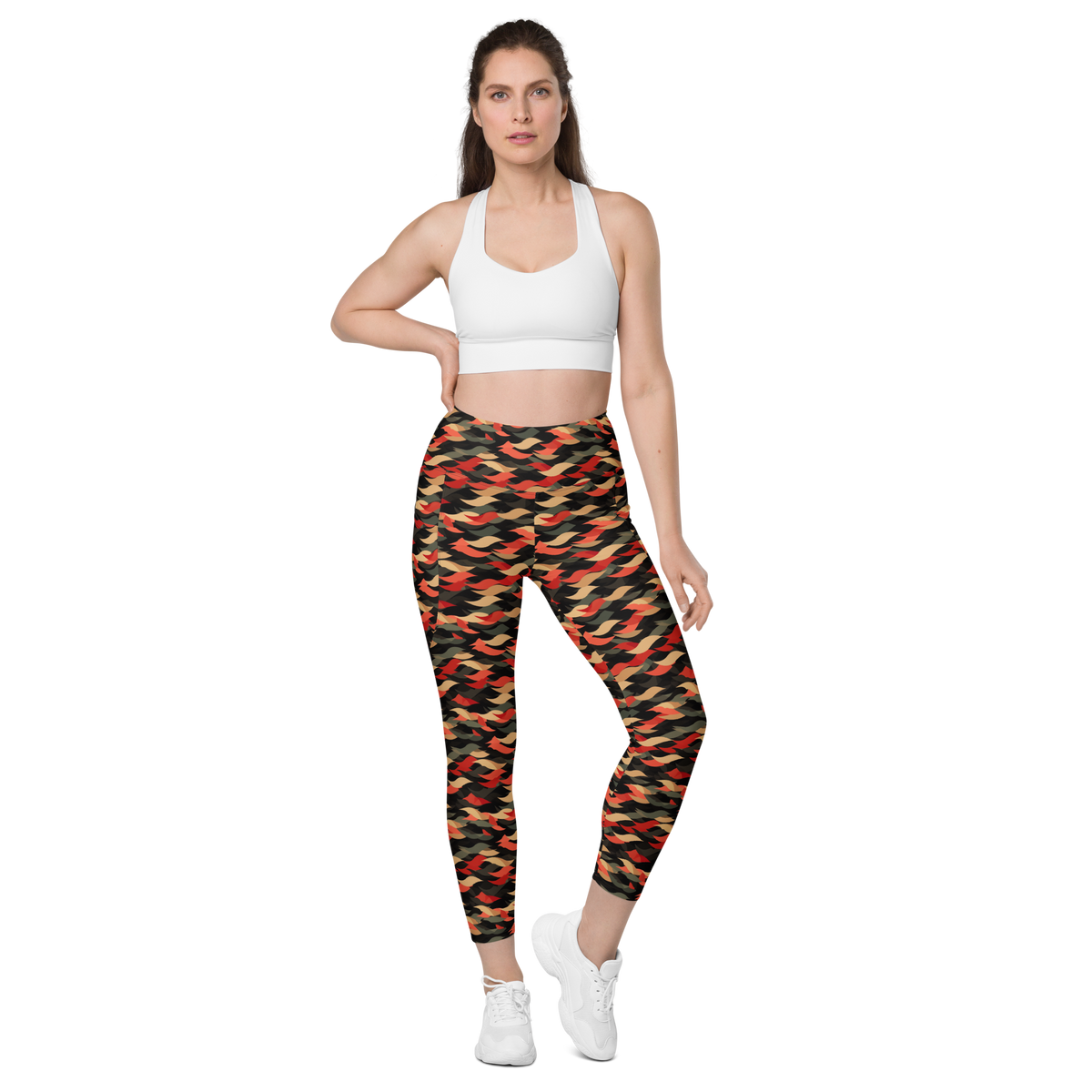 Scale Scarfhold Palette 2 high-waisted pocket leggings, straight-front view.