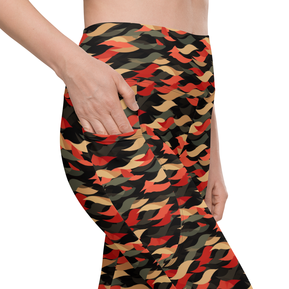 Scale · Scarfhold Palette · 2 high-waisted pocket leggings, pocket detail.