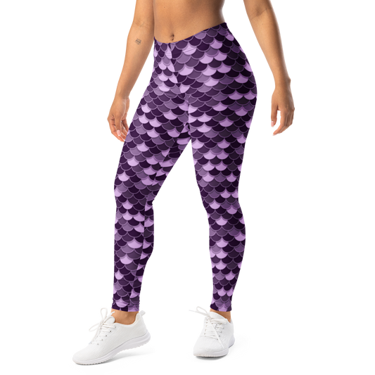 Scallop — Microfield · Meadow Violet mid-rise everyday leggings, left-front view.