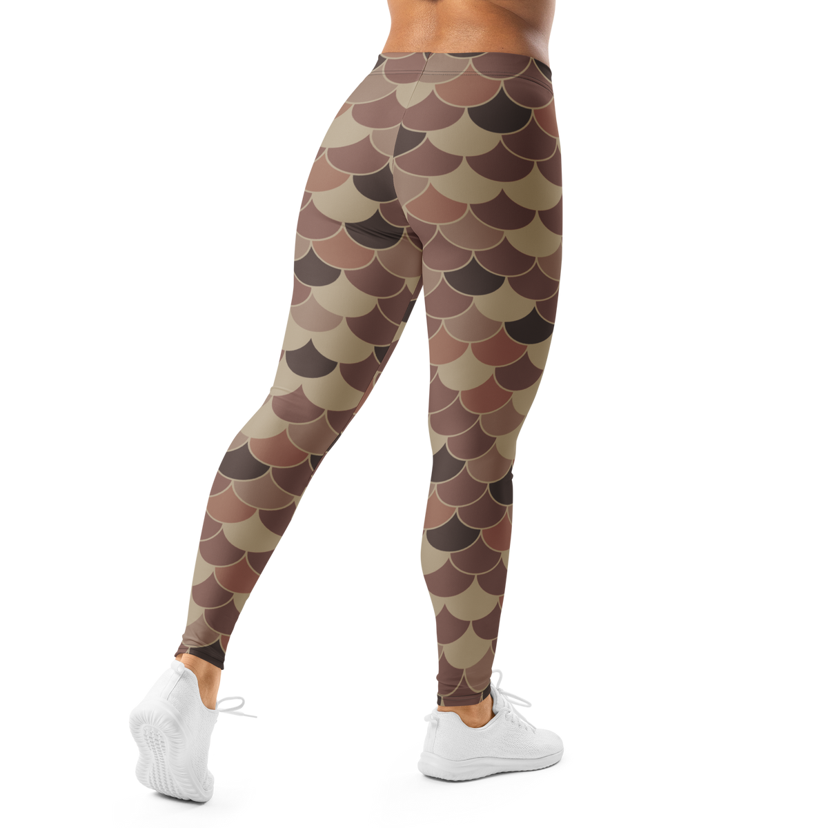 Scallop Relaxed Elegance mid-rise comfort leggings, back view.