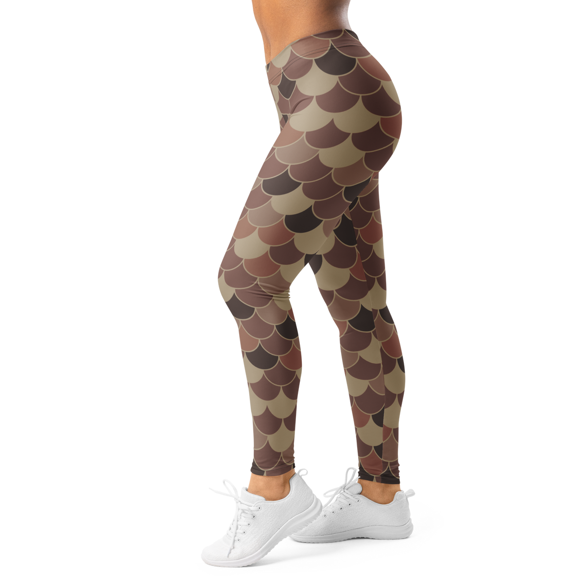 Scallop Relaxed Elegance mid-rise comfort leggings, left-side view.