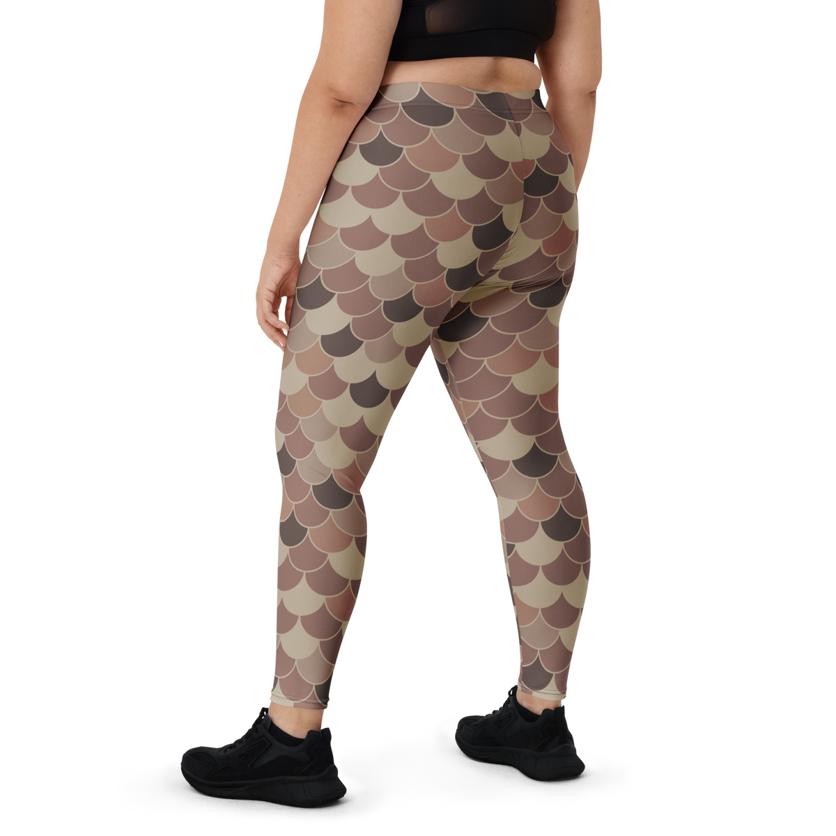 Scallop Relaxed Elegance mid-rise comfort leggings, oversize-fit back view.