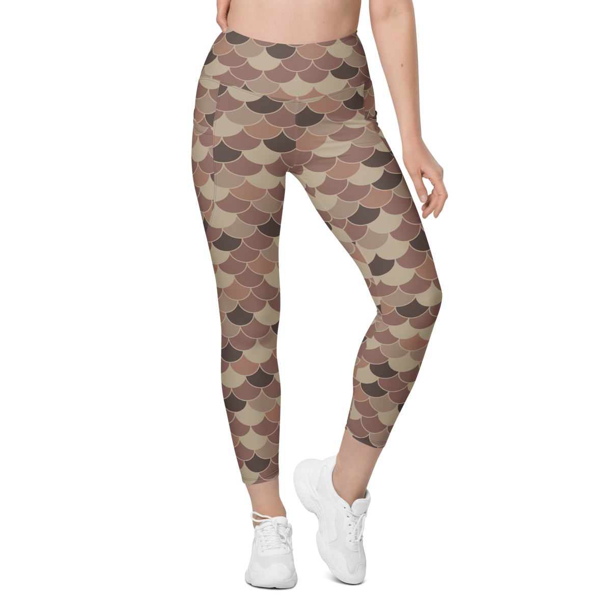 Scallop · Relaxed Elegance high-waisted pocket leggings, front view.