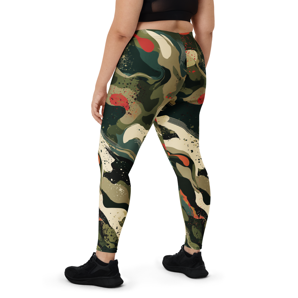 Spatta Botanical Voltage camouflage mid-rise comfort leggings, oversize-fit back view.