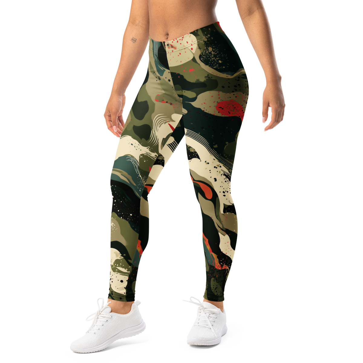 Spatta · Botanical Voltage mid-rise everyday leggings, left-front view.