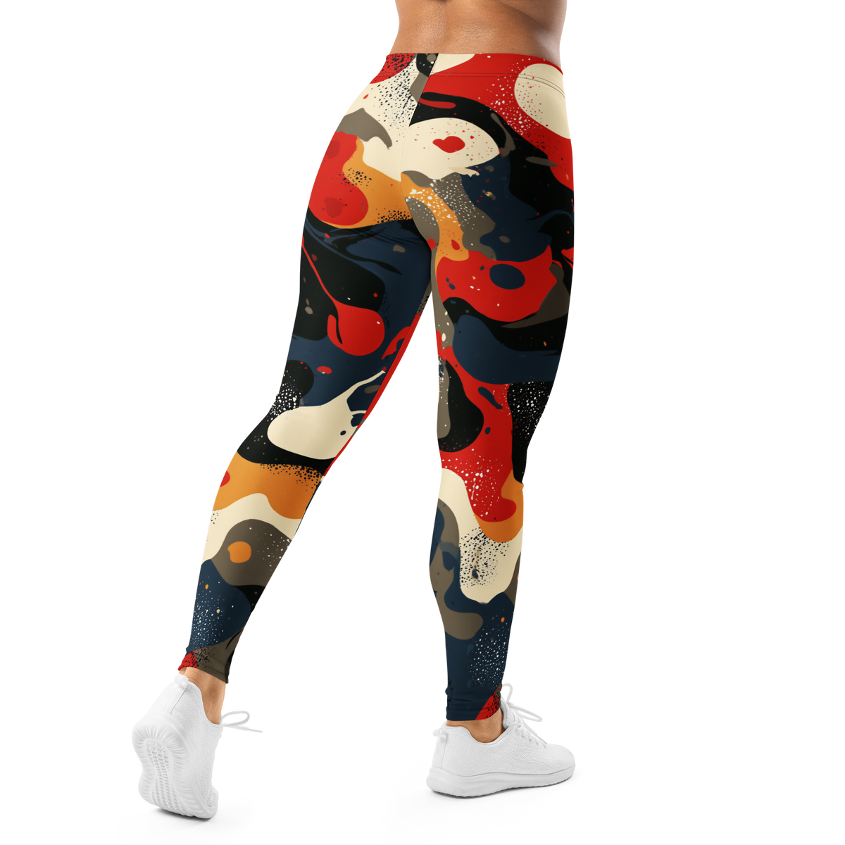 Spatta Primary Shift camouflage mid-rise comfort leggings, back view.