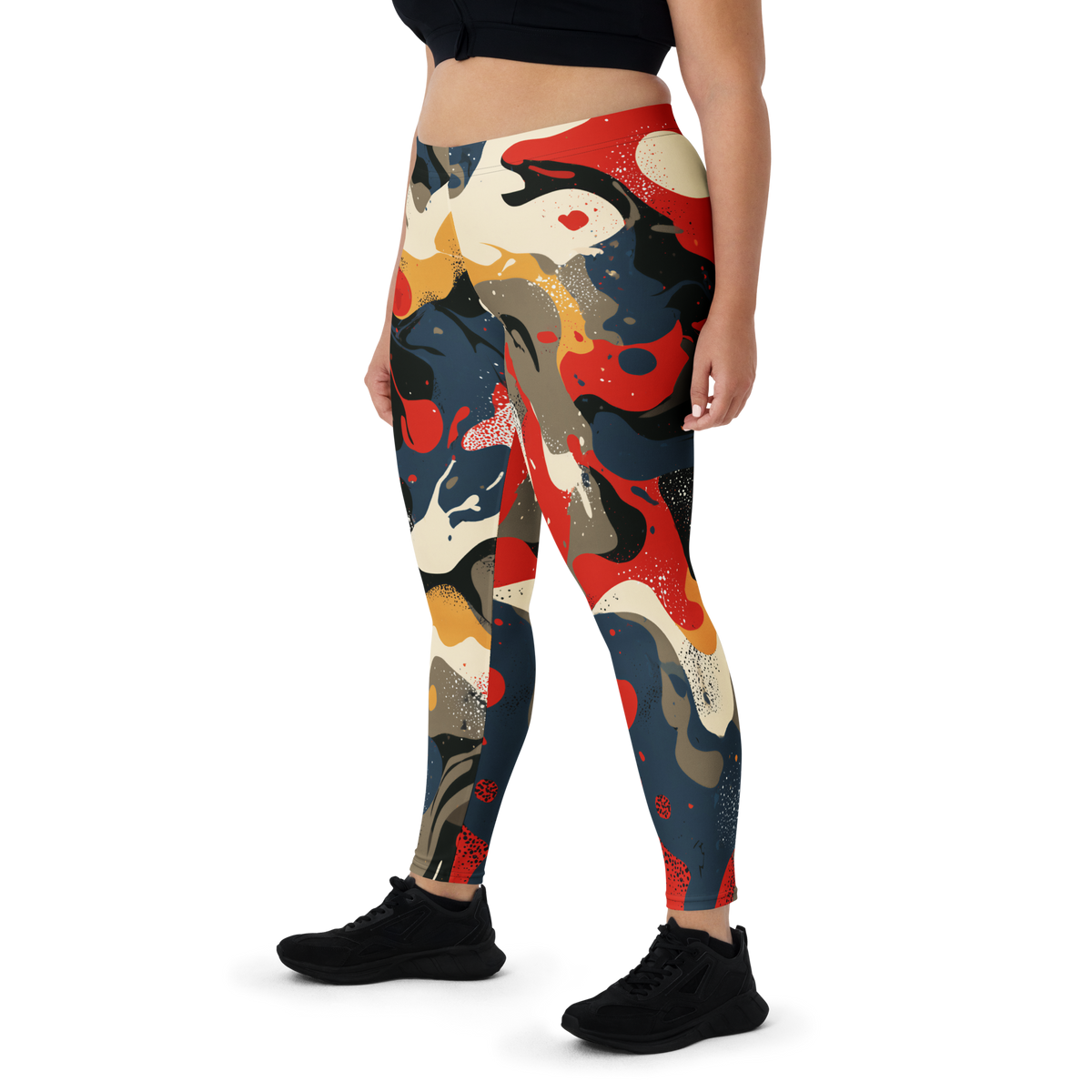 Spatta Primary Shift camouflage mid-rise comfort leggings, oversize-fit front view.