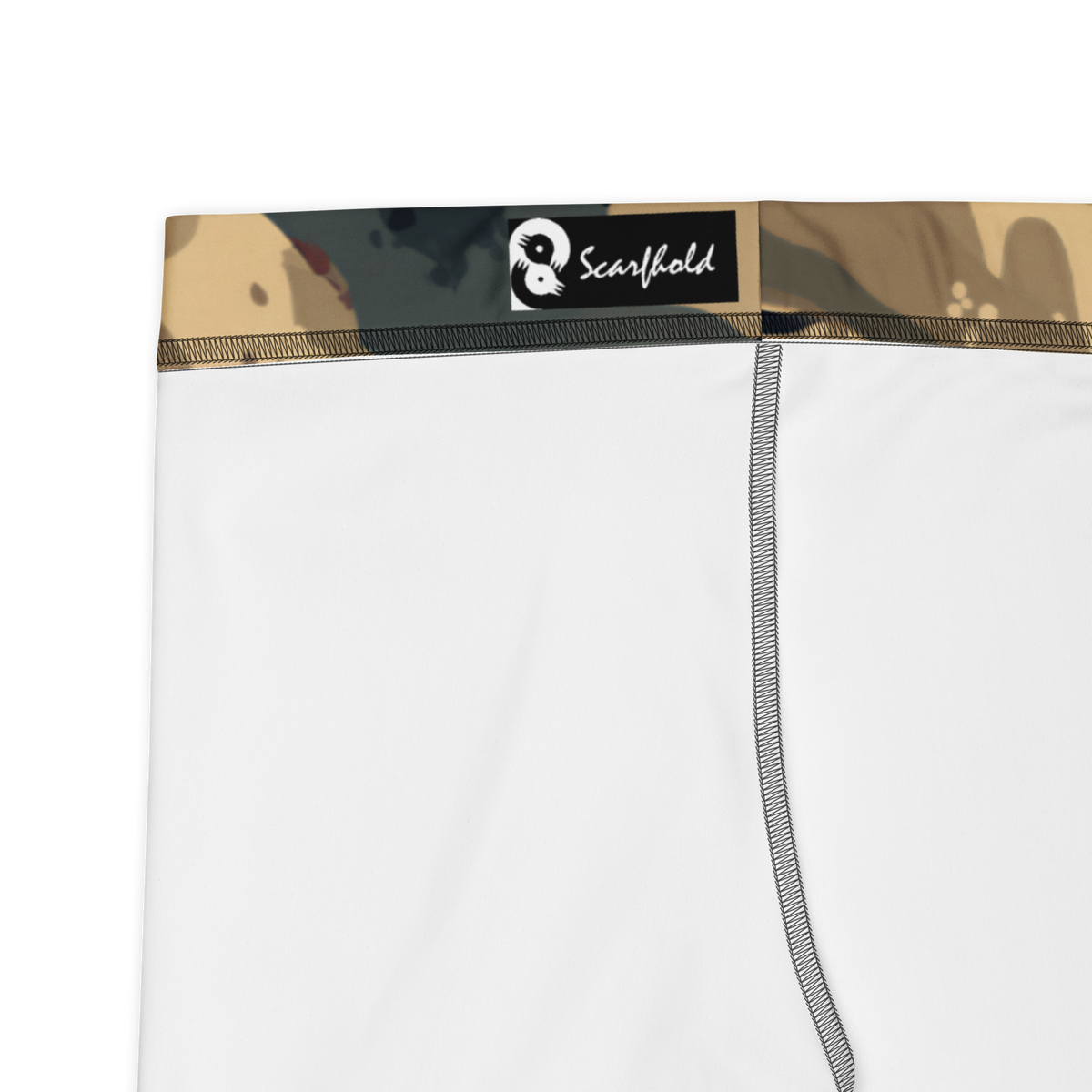 Spatta Scarfhold Large-Scale camouflage mid-rise comfort leggings, fabric and construction details.