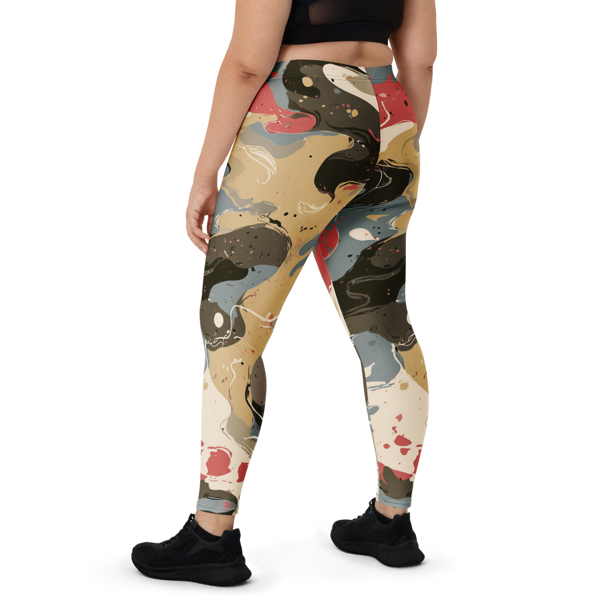 Spatta Soft Current camouflage mid-rise comfort leggings, oversize-fit back view.