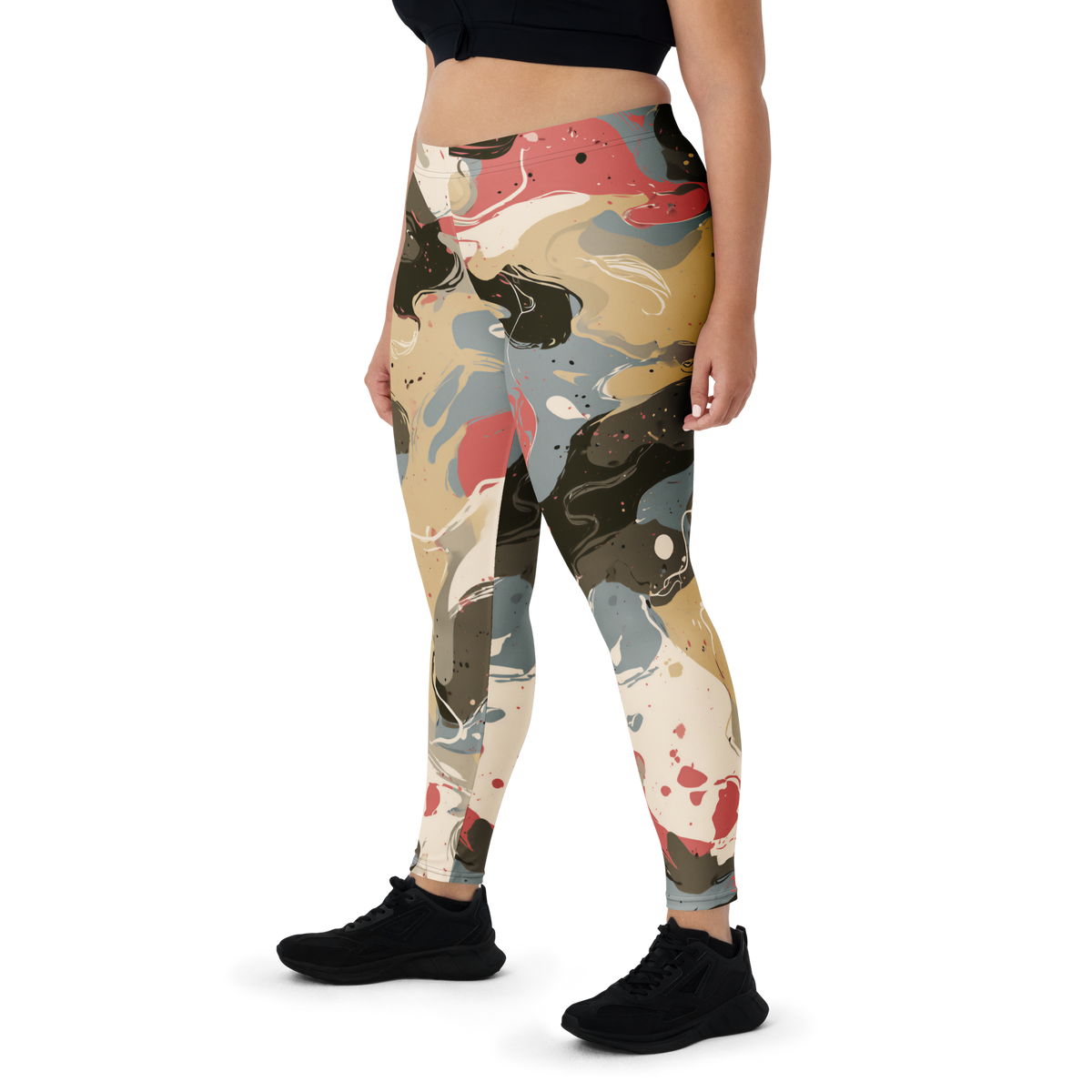 Spatta Soft Current camouflage mid-rise comfort leggings, oversize-fit front view.