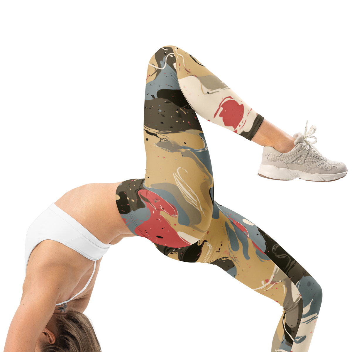 Spatta Soft Current camouflage mid-rise comfort leggings, right-side view.