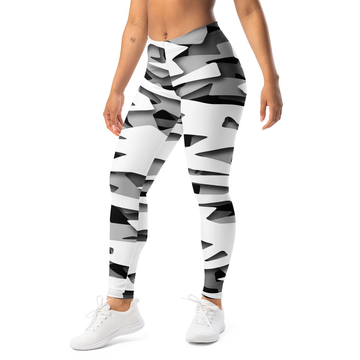 Specto Greyscale mid-rise comfort leggings, left-front view.