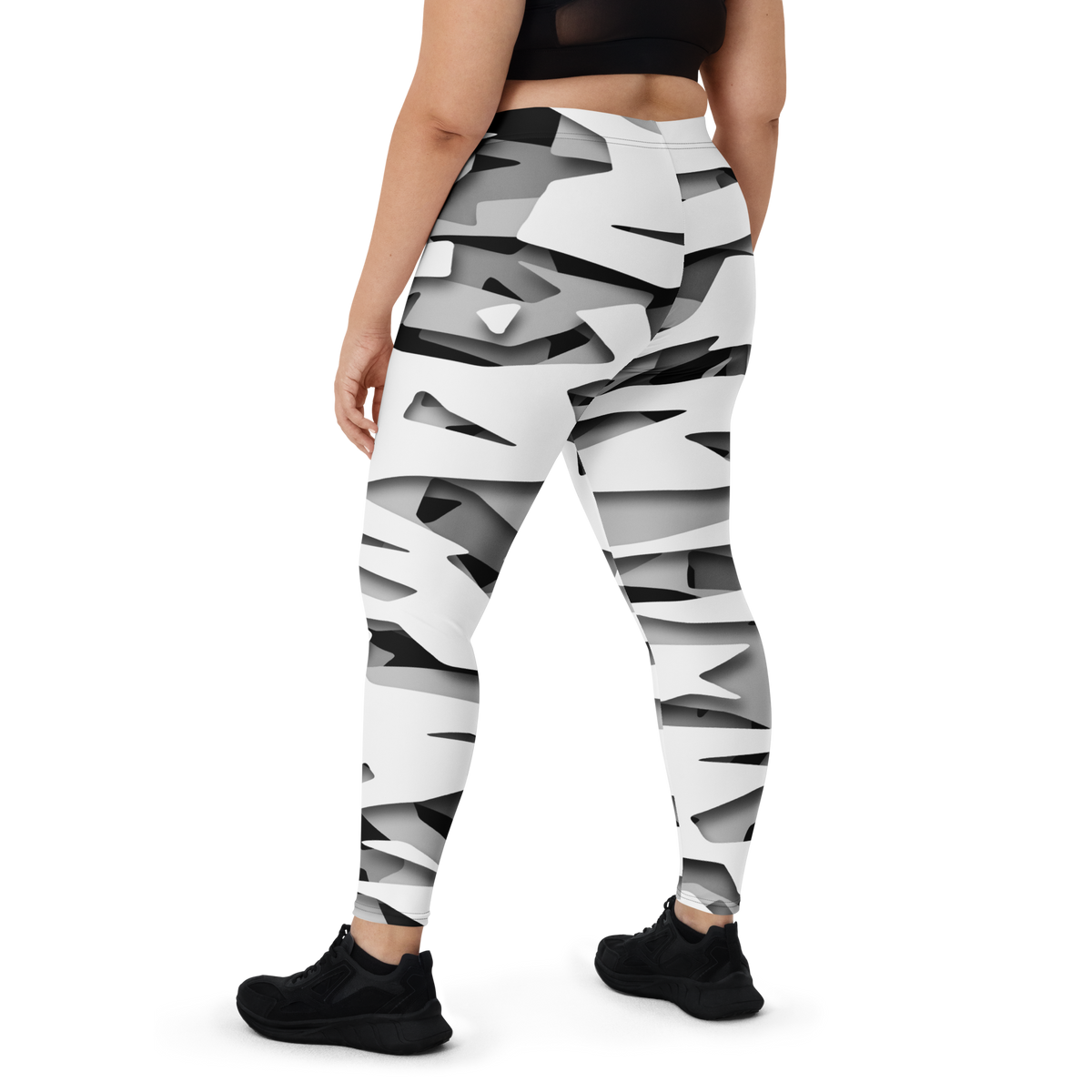 Specto Greyscale mid-rise comfort leggings, oversize-fit back view.