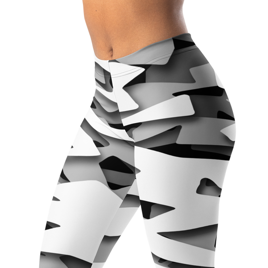 Specto Greyscale mid-rise comfort leggings, waistband and pattern detail.