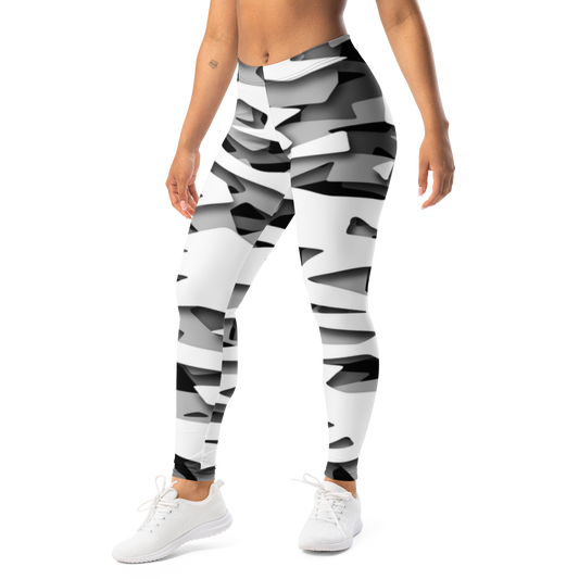 Specto · Greyscale mid-rise everyday leggings, left-front view.