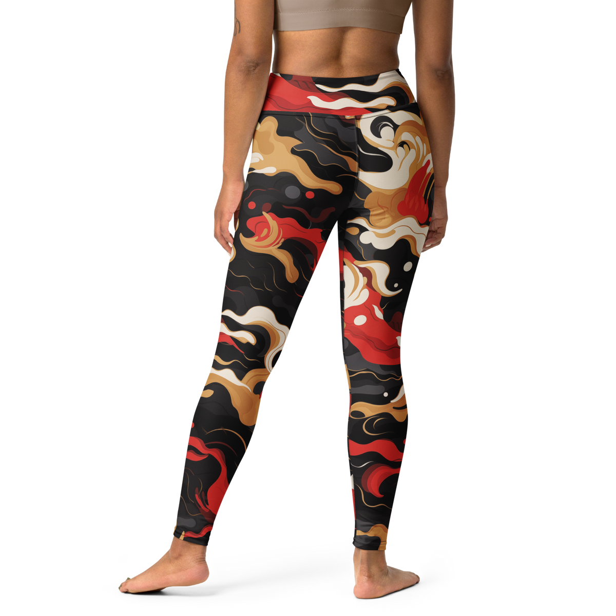 Swash Scarfhold Palette camouflage high-waisted yoga leggings, back view.