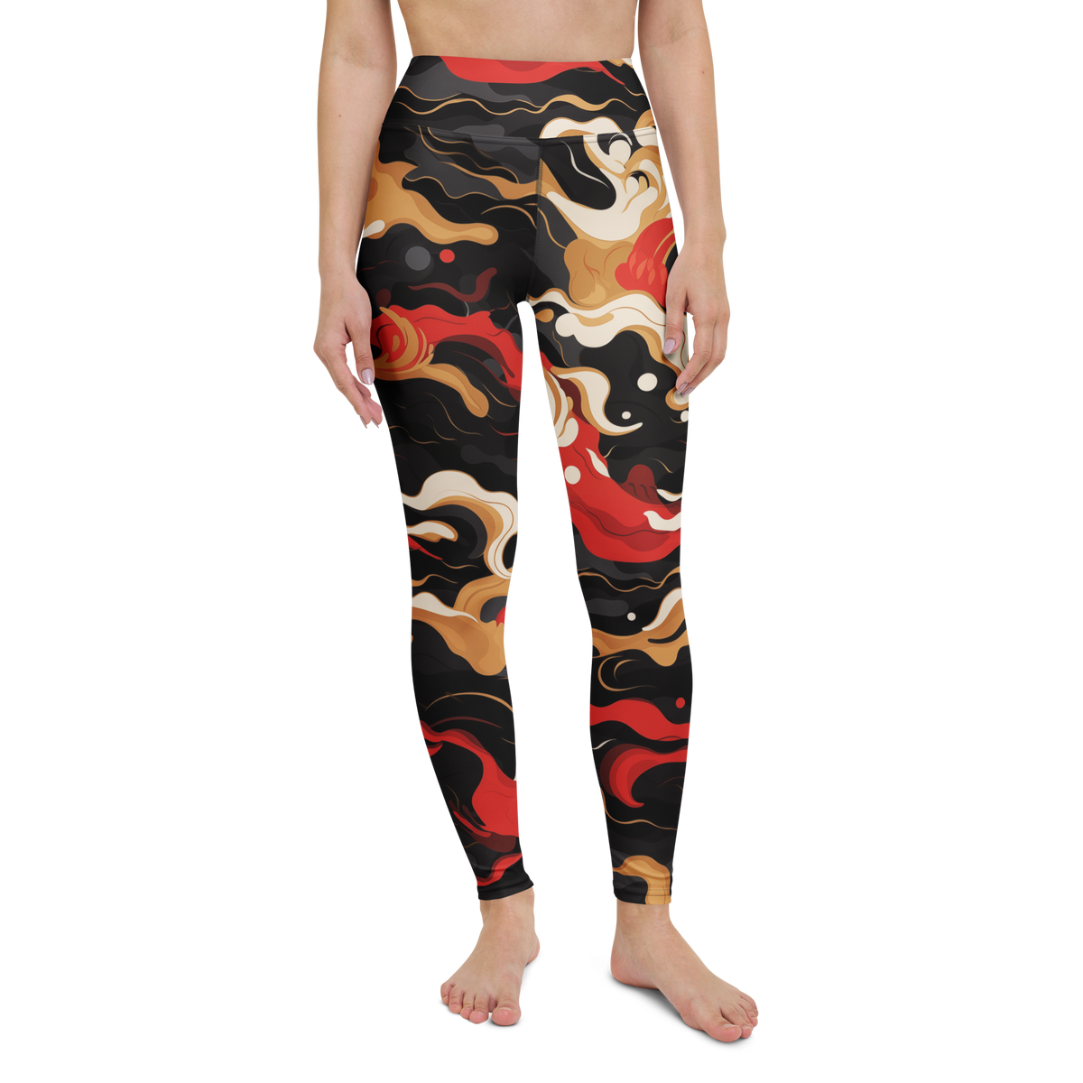 Swash · Scarfhold Palette high-waisted yoga leggings, straight front view, barefoot.