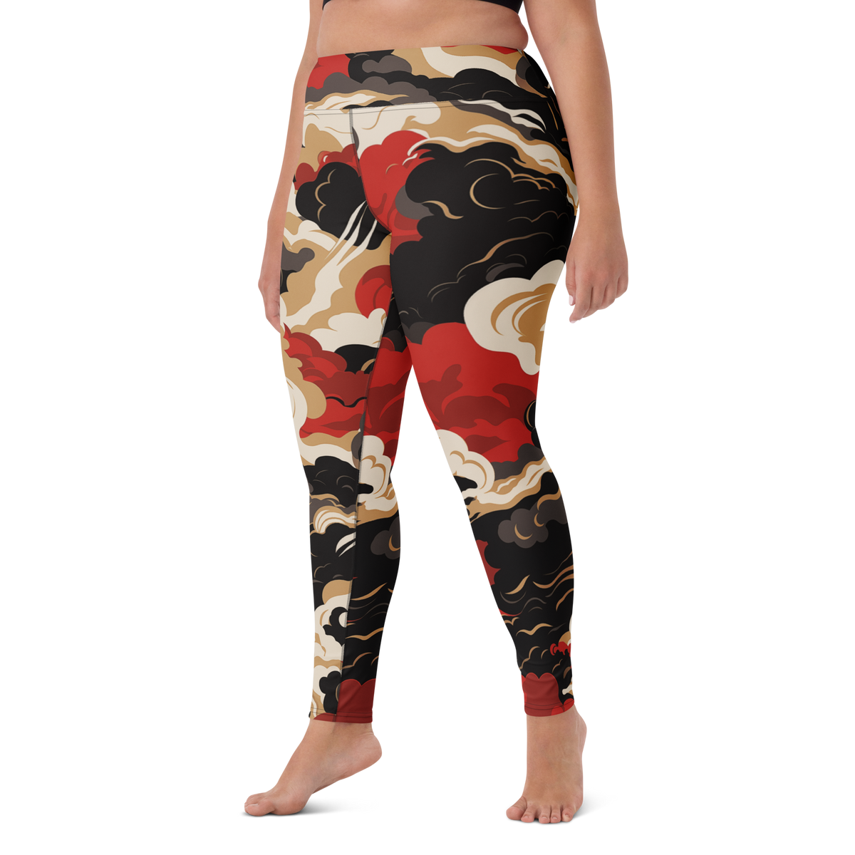 Tempest Scarfhold Palette high-waisted yoga leggings, larger-model left-front view.