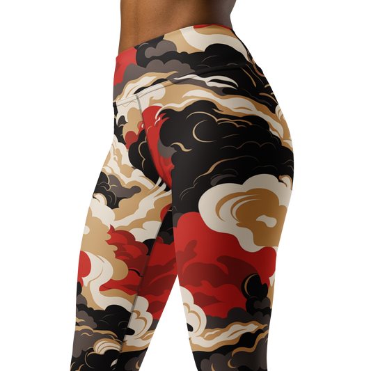 Tempest · Scarfhold Palette high-waisted yoga leggings, close three-quarter pattern view.