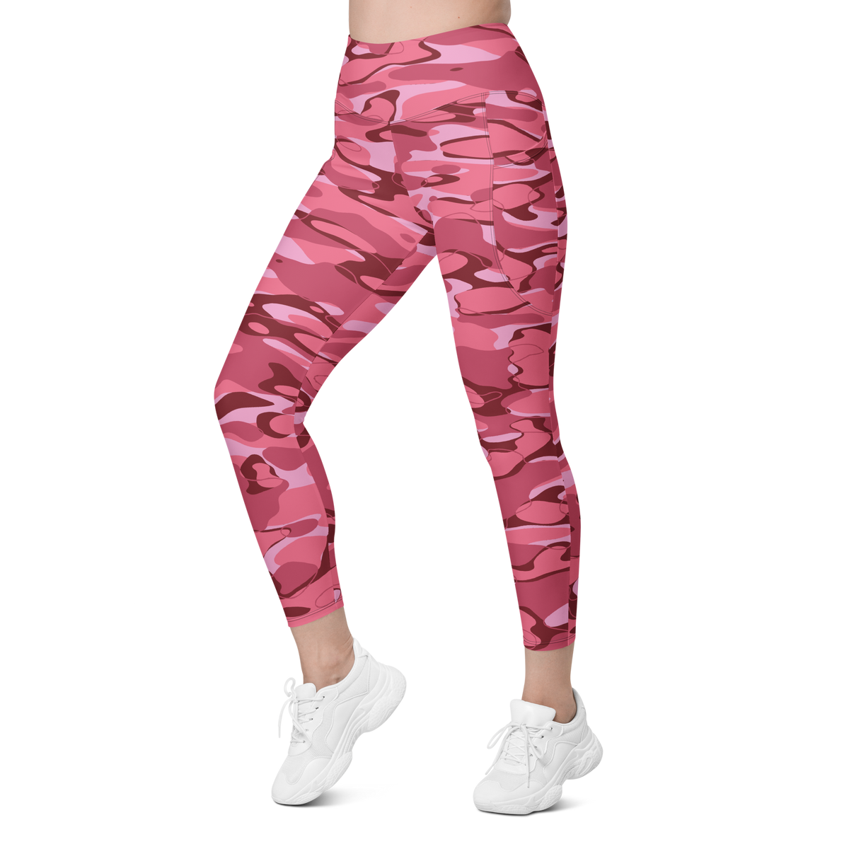 Tideway Deliciousness high-waisted pocket leggings, left-front view.