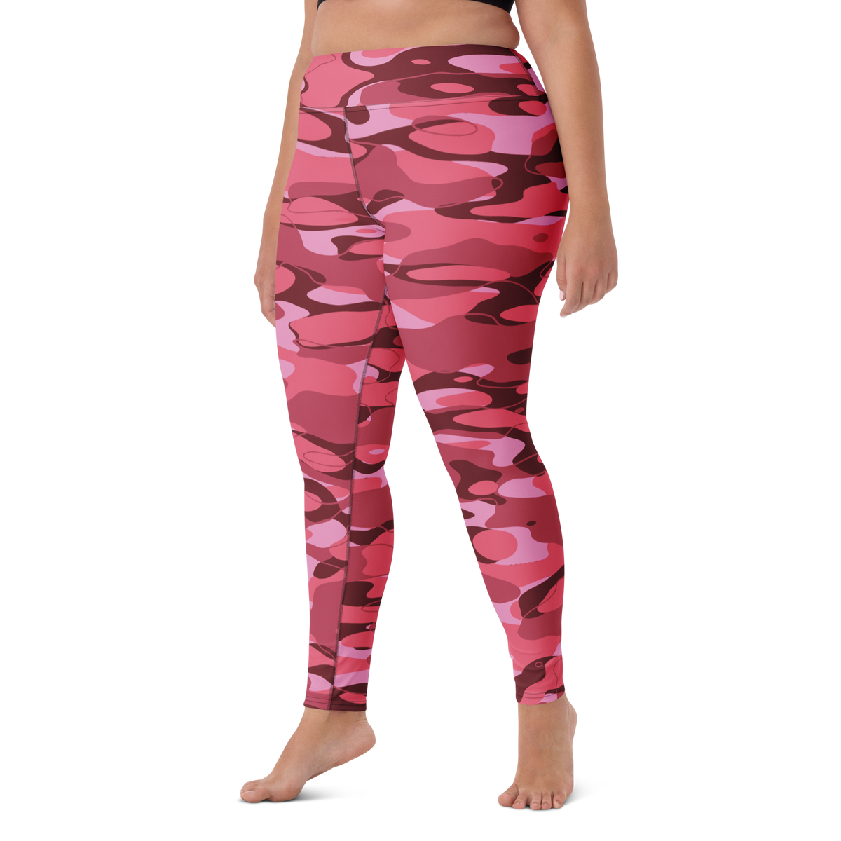 Tideway Deliciousness high-waisted yoga leggings, larger-model left-front view.