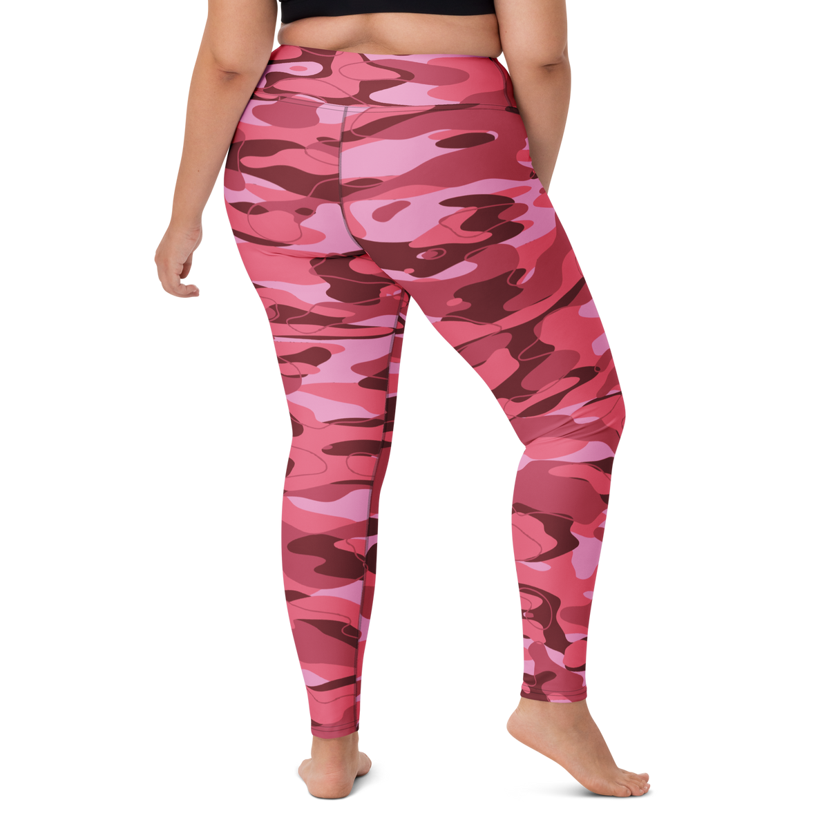 Tideway Deliciousness high-waisted yoga leggings, larger-model right-back view.