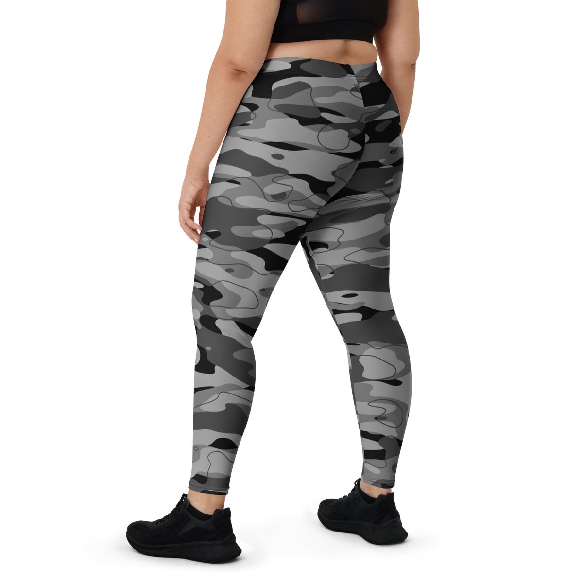 Tideway Greyscale mid-rise comfort leggings, oversize-fit back view.