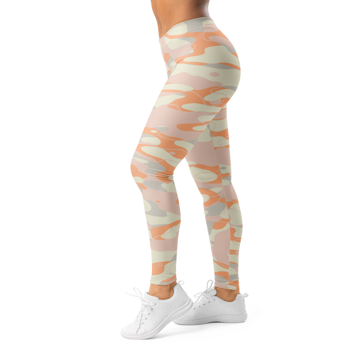 Tideway Peach Harmony mid-rise comfort leggings, left-side view.