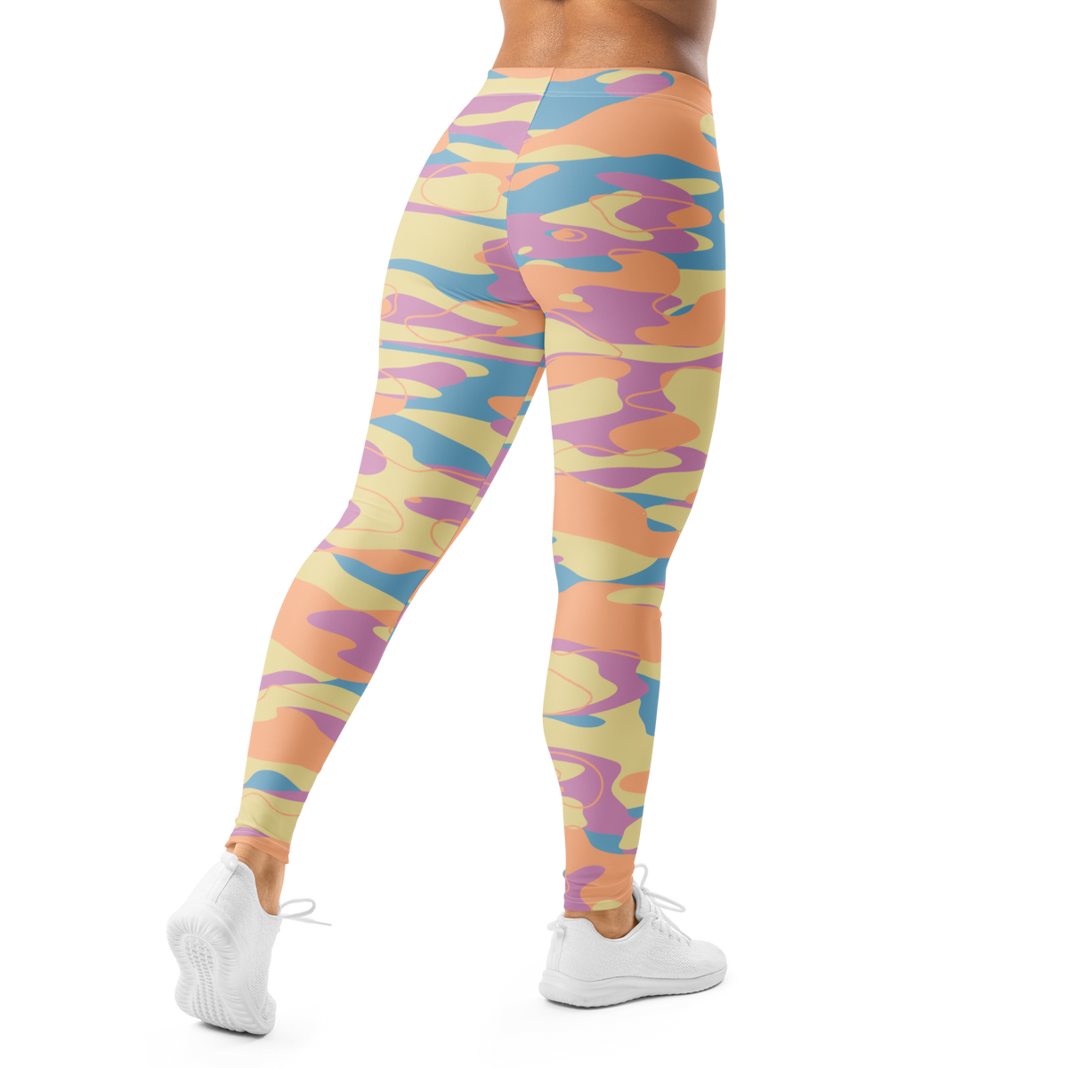 Tideway Spring Meadow mid-rise comfort leggings, back view.