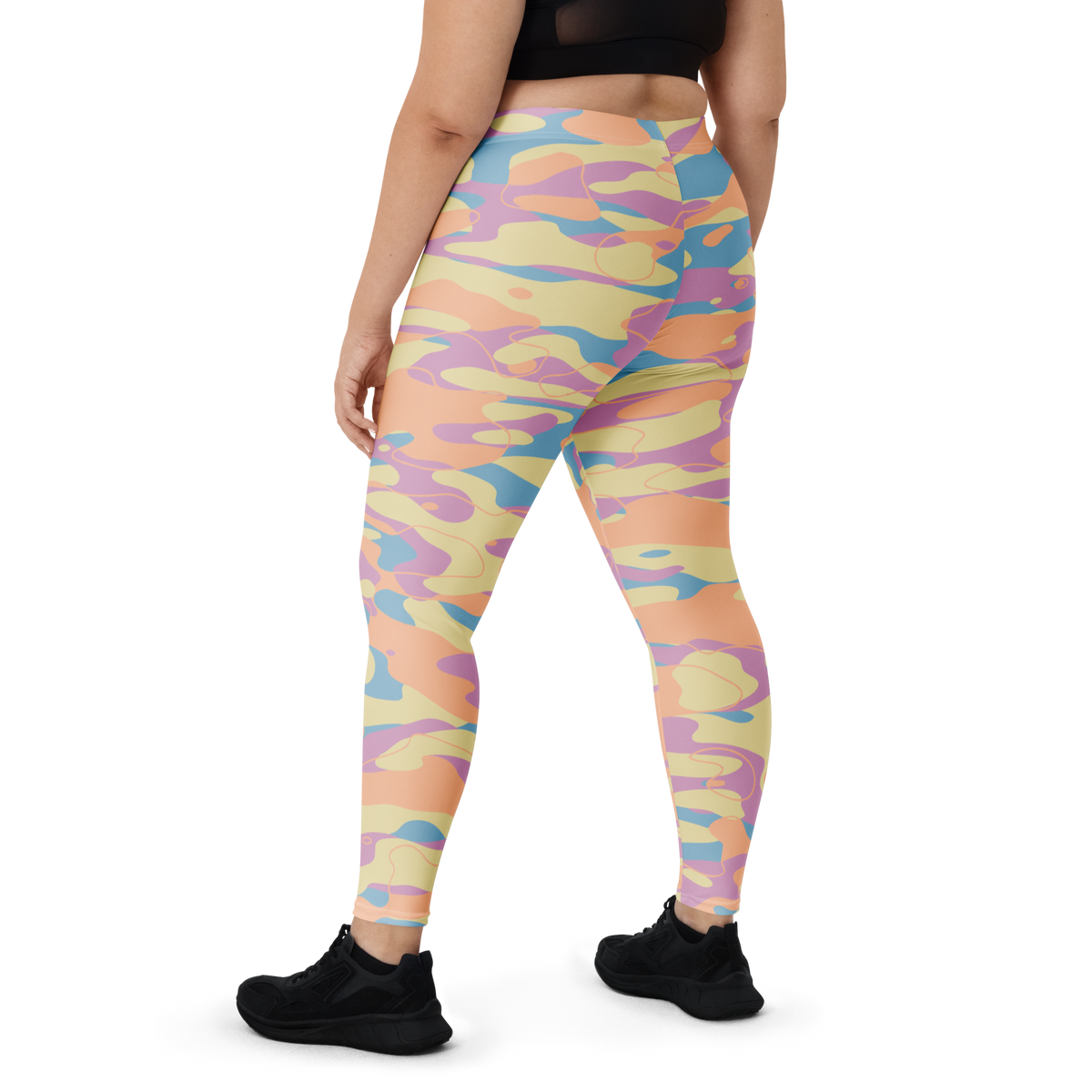 Tideway Spring Meadow mid-rise comfort leggings, oversize-fit back view.