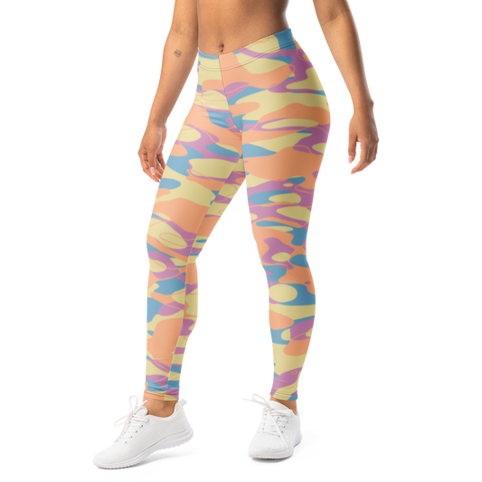 Tideway · Spring Meadow mid-rise everyday leggings, left-front view.