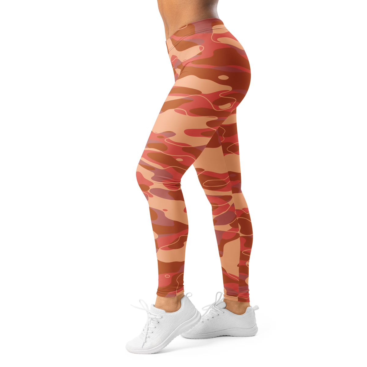Tideway Warm Sunset mid-rise comfort leggings, left-side view.