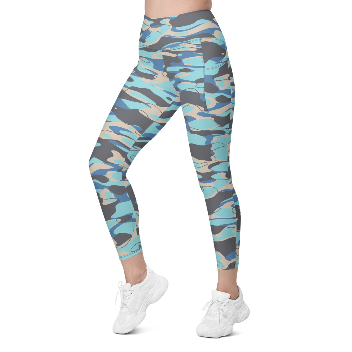 Tideway Winter high-waisted pocket leggings, left-front view.