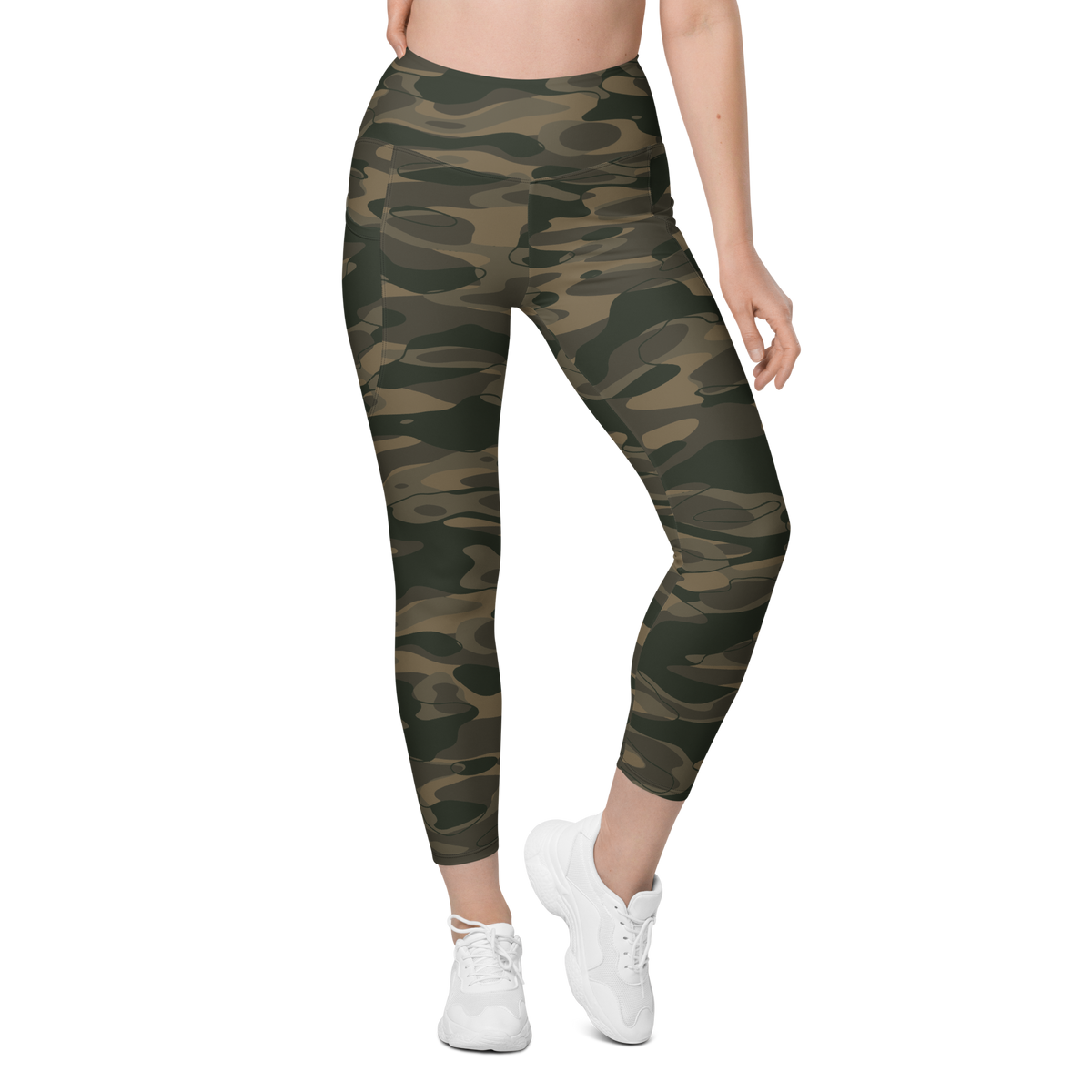 Tideway Woodland high-waisted pocket leggings, front view.