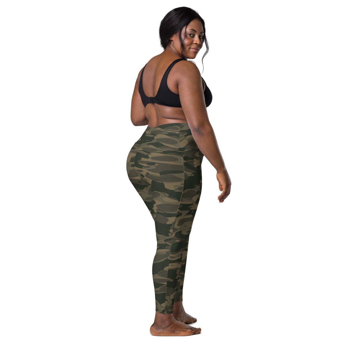 Tideway Woodland high-waisted pocket leggings, larger-model back view.