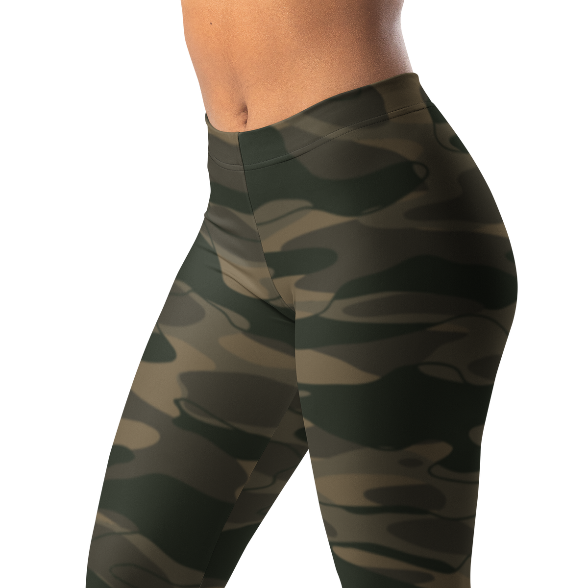 Tideway · Woodland mid-rise everyday leggings, waistband and pattern detail.