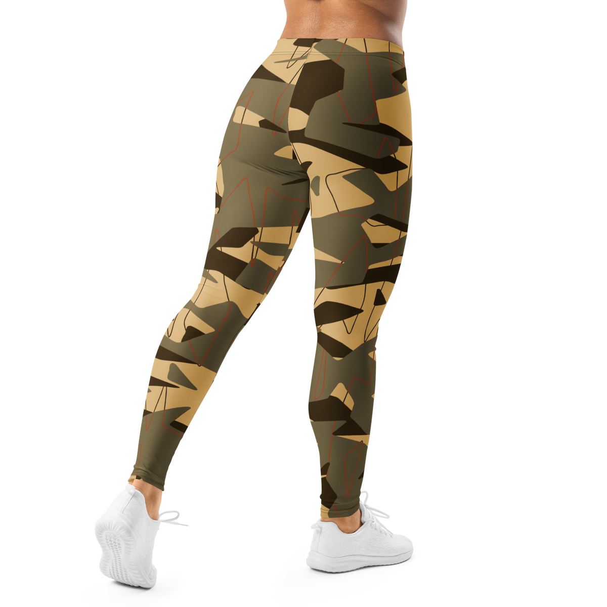 Timbre camouflage mid-rise comfort leggings, back view.