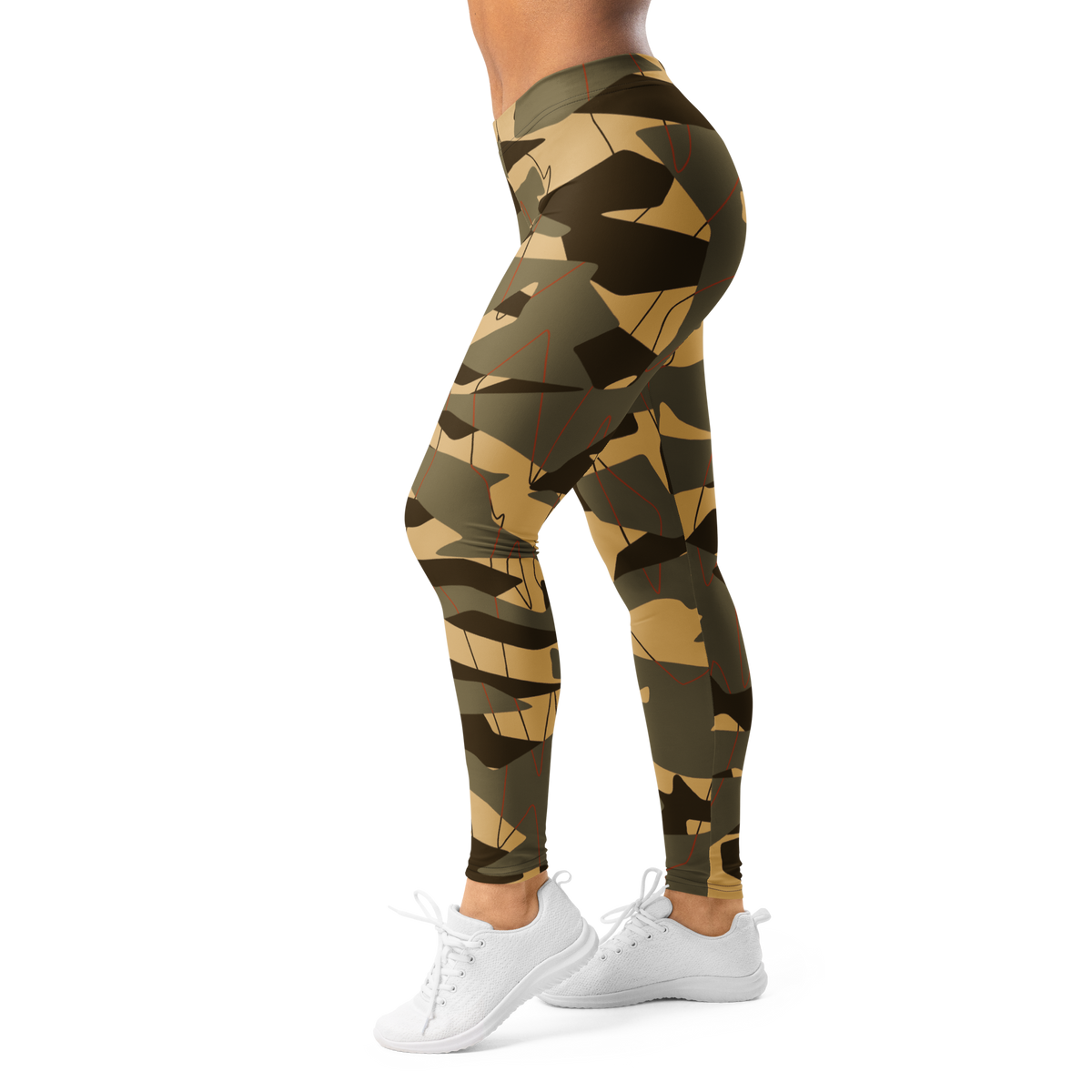 Timbre camouflage mid-rise comfort leggings, left-side view.