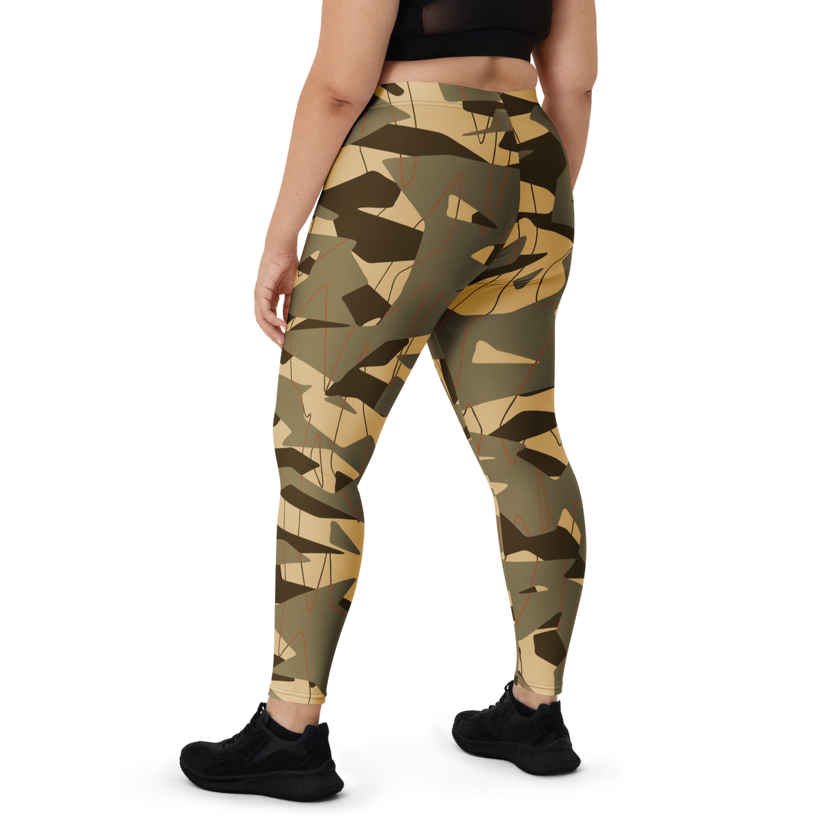 Timbre camouflage mid-rise comfort leggings, oversize-fit back view.
