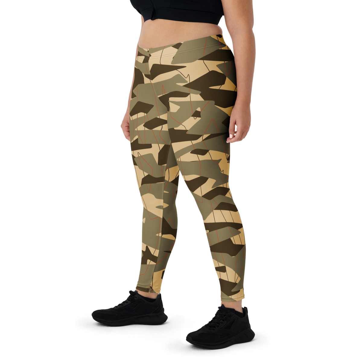 Timbre camouflage mid-rise comfort leggings, oversize-fit front view.