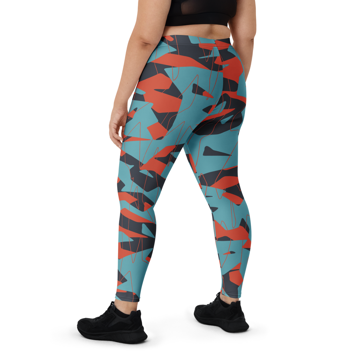 Timbre Classic Blue 14 camouflage mid-rise comfort leggings, oversize-fit back view.