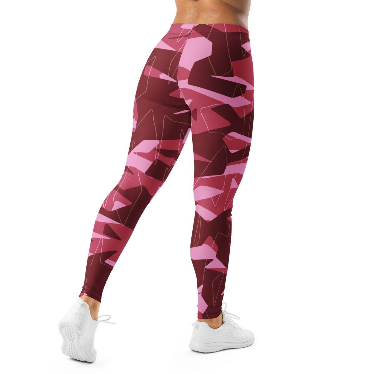 Timbre Deliciousness 2 camouflage mid-rise comfort leggings, back view.