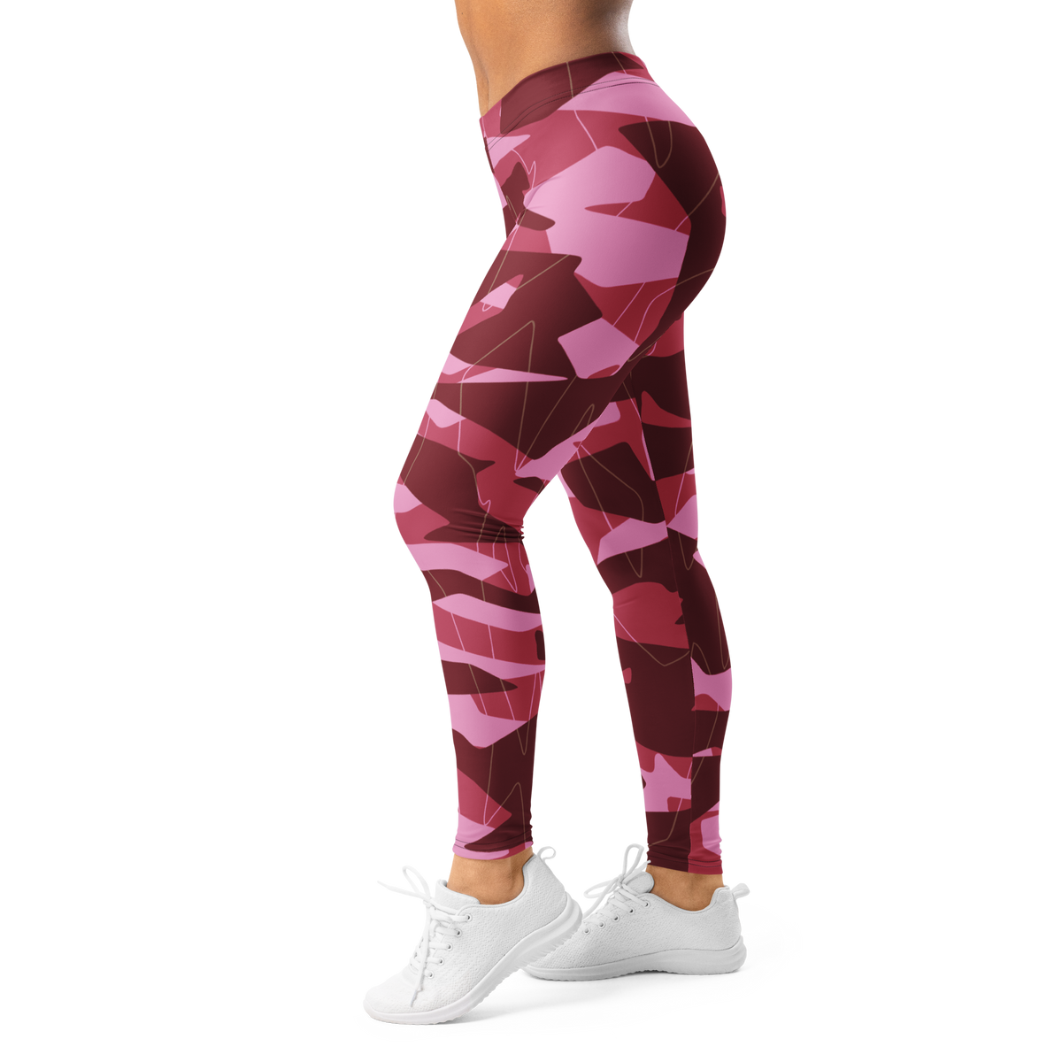 Timbre Deliciousness 2 camouflage mid-rise comfort leggings, left-side view.