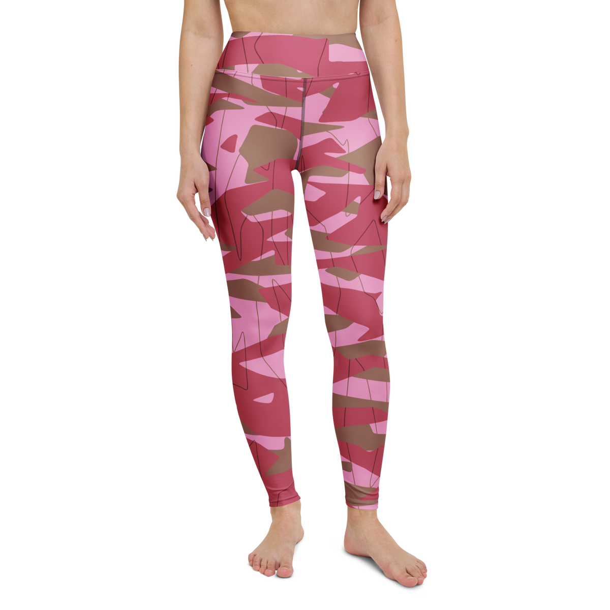 Timbre · Deliciousness high-waisted yoga leggings, straight front view, barefoot.