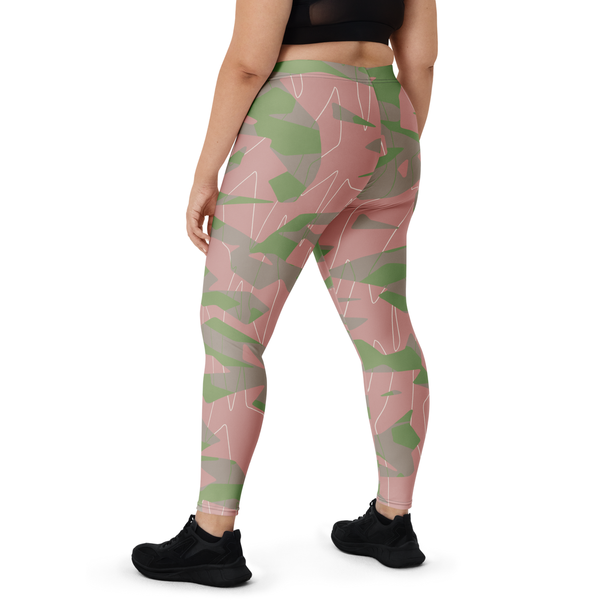Timbre Floral Pathways camouflage mid-rise comfort leggings, oversize-fit back view.