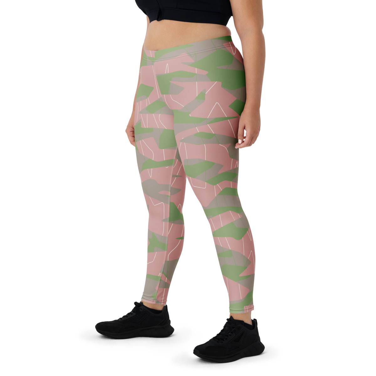 Timbre Floral Pathways camouflage mid-rise comfort leggings, oversize-fit front view.