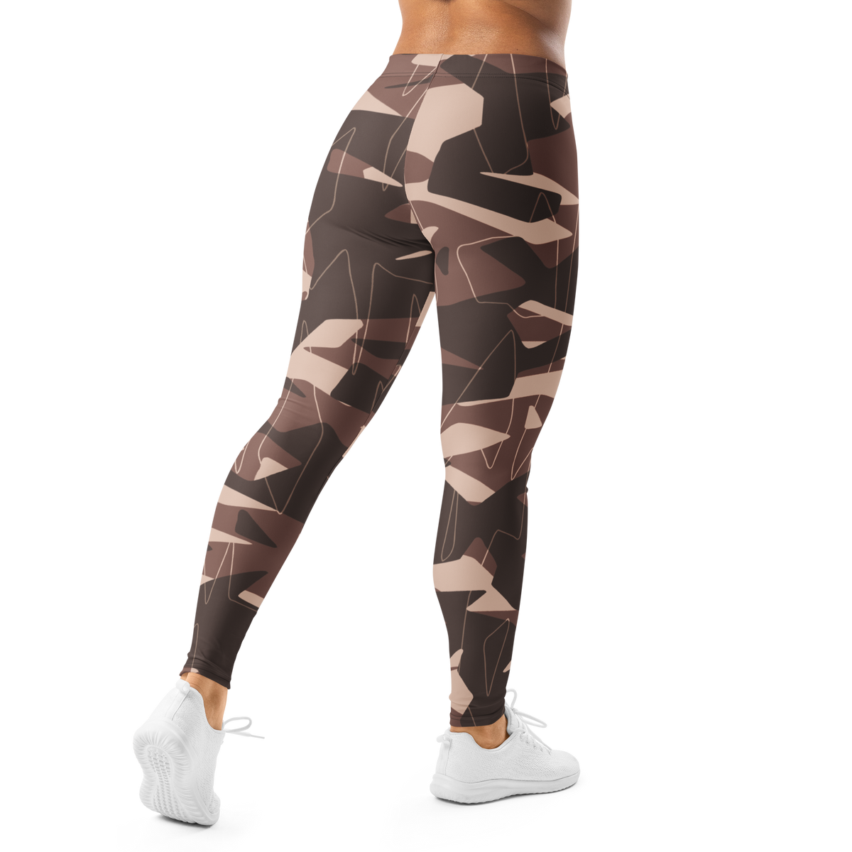 Timbre Relaxed Elegance camouflage mid-rise comfort leggings, back view.