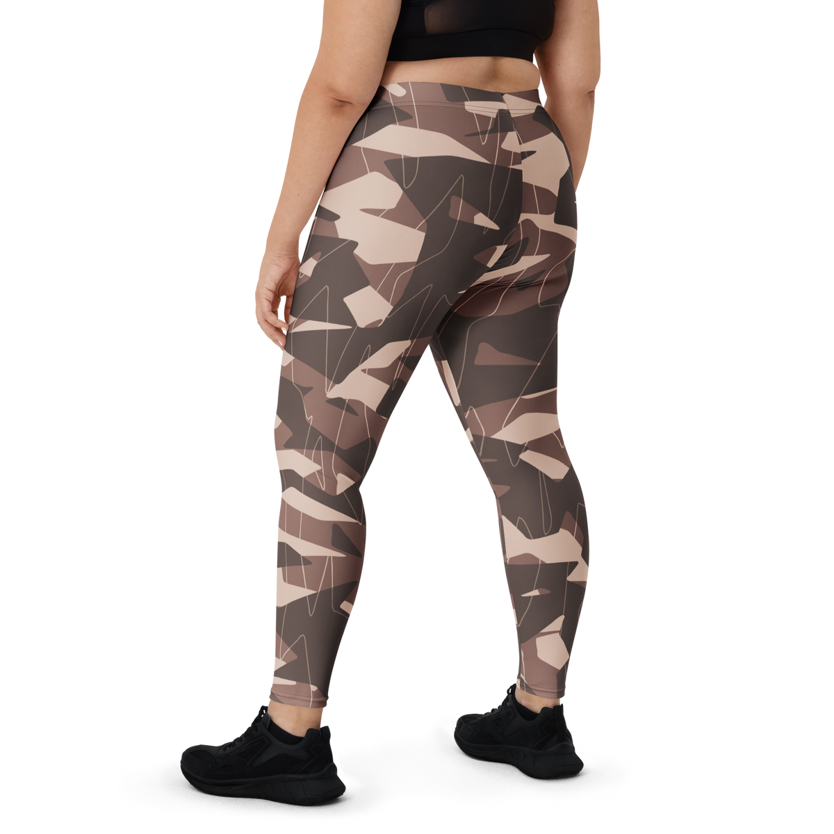 Timbre Relaxed Elegance camouflage mid-rise comfort leggings, oversize-fit back view.